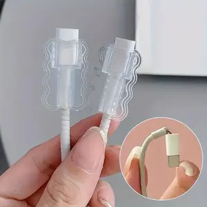 Battery-Free Wave TPU Cable Protectors, Mobile Phone Cord Shields for Durability