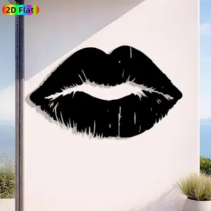 1pc Romantic Lips Metal Wall Art, Romantic Lips Statue Mural, Iron Craft, Perfect for Bedroom, Boudoir, Love Alcove Decor, Silhouette Wall Decor, Artistic Metalwork, Valentine's Decor, Art Wall Decoration, Ideal Gift for Romance Enthusiasts