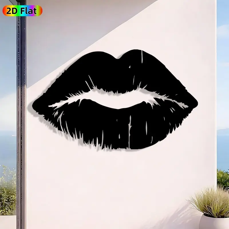 1pc Romantic Lips Metal Wall Art, Romantic Lips Statue Mural, Iron Craft, Perfect for Bedroom, Boudoir, Love Alcove Decor, Silhouette Wall Decor, Artistic Metalwork, Valentine's Decor, Art Wall Decoration, Ideal Gift for Romance Enthusiasts