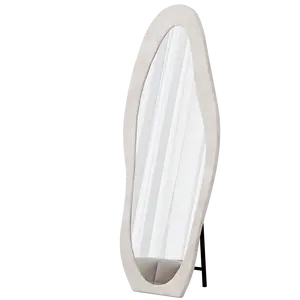 Full Length Mirror, 63x 24 Floor Mirror Wall Mirror, Flannel Wrapped Wooden Frame Floor Mirror,Irregular Wavy Mirror Standing Halling Large Wall Mirror For Bedroom,Living Room, Dressing Room White