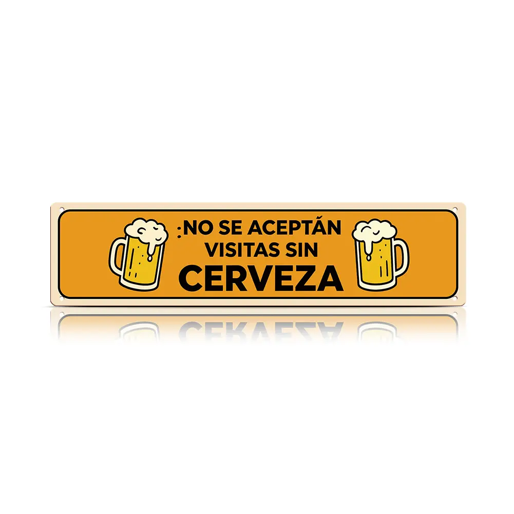 Funny Spanish Beer Metal Sign 40×10 cm – “No Se Aceptan Visitas Sin Cerveza” Wall Decor Plaque for Bar, Kitchen, Man Cave & Home | summervibes Bar Signs Decoration