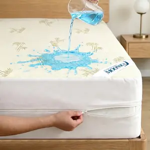 Moonsea Cooling Bamboo Mattress Protector with Zipper, 100% Waterproof Bed Bug Dust Mite Proof Zippered Mattress Encasement, Ultra Soft Premium Jacquard Fabric Breathable Absorbent Noiseless 6 Sided Mattress Cover, Queen Size #DealsForYouDays