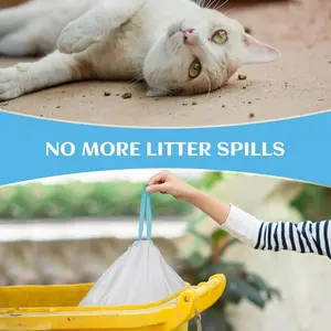 120 Count Self-Cleaning Litter Box Liners – Heavy Duty Drawstring Bags Compatible with Meowant MW-SC01/MW-SC02/MW-LR01, Thick & Leak-Proof, 22" x 13"