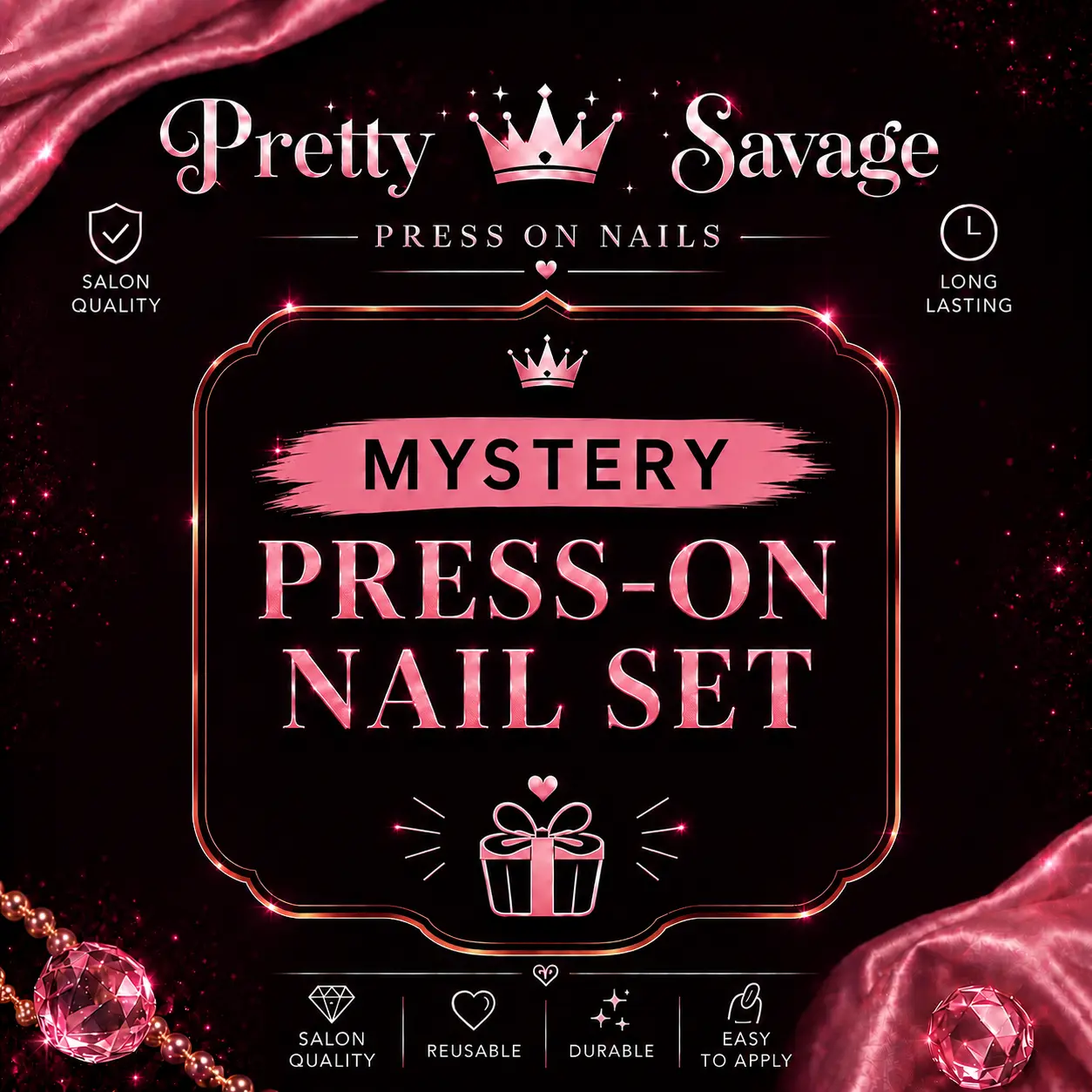 Pretty Savage Press-On Nails | Premium Reusable Glossy Salon Quality | Mystery Set