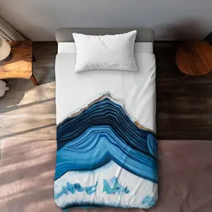 Begin Home Decor C1DCTXLWJWXRWS Blue Geode Profile - Classic Blue Bedroom Twin Size Extra Long Duvet Cover