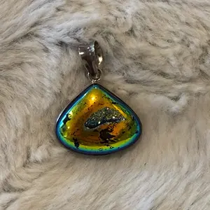 Chromed Druzy Agate and 925 Silver Pendant - Spelled Talisman