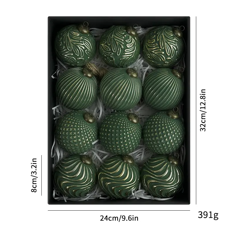 Antique ball green 8cm 12 pieces