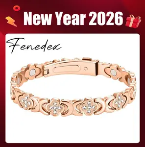 Fenedex Rose Gold Magnetic Bracelet for Women, with Pure Copper & Crystals. Aids with Insomnia & Inflammation, Gentle on the Skin, and Enhances Energy Circulation. A Thoughtful Present for the Holidays.