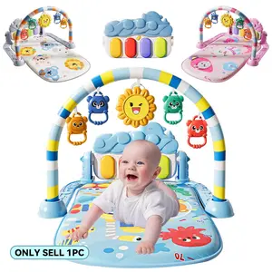 Baby Activity Mat, Baby Gym with Kick and Play Piano,Tummy Time Baby Activity Mat with 5 Infant Sensory Toys,Music and Lights Toys for Newborn Infant Boys Girls Toddles, Perfect Birthday and Christmas Gifts, Padded Play Mat