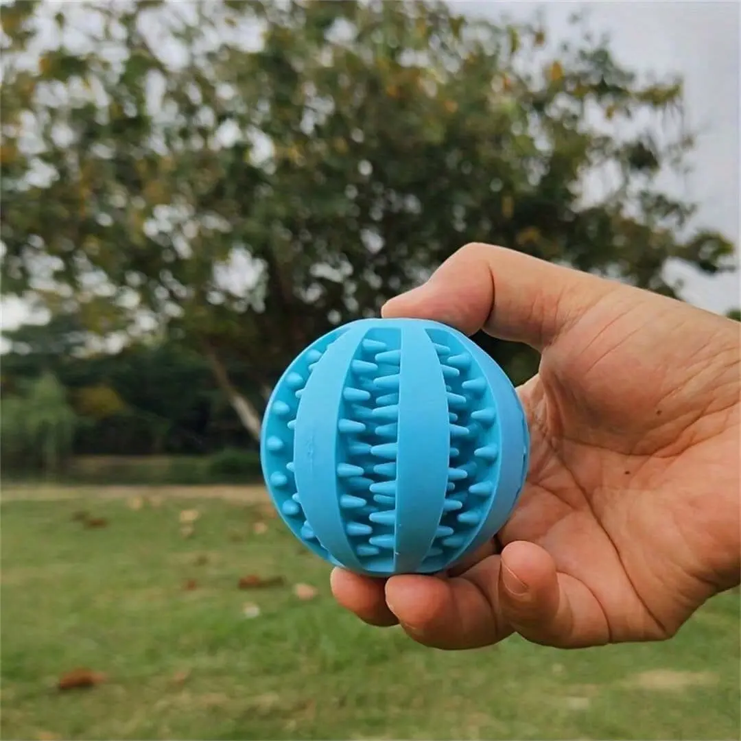 Dog Toy Ball, Interactive Rubber Chewing Ball, Small Dog Teeth Cleaning Ball, Pet Feeder, Silicone Toy Ball, Durable & Fun