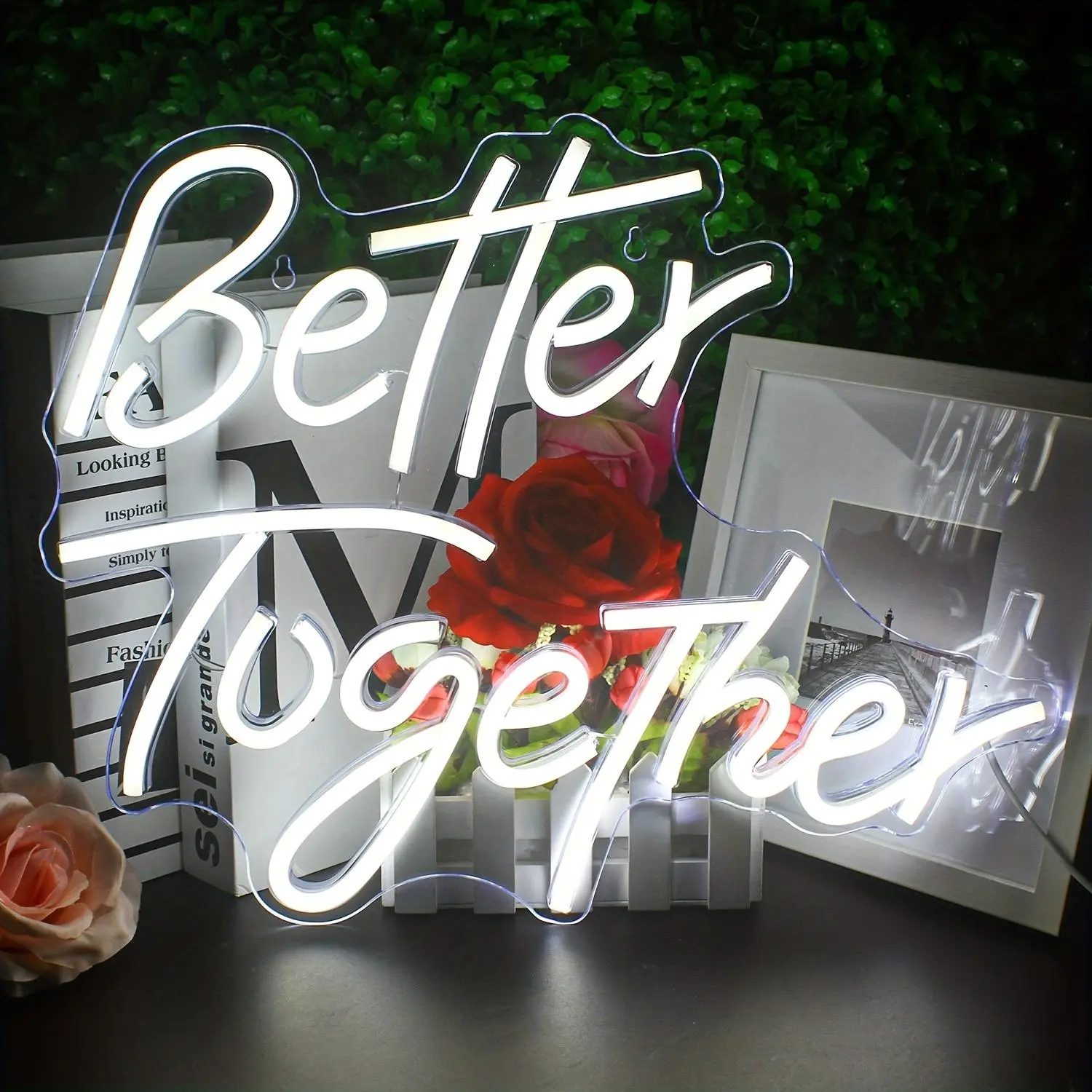 Better Together Neon Sign, USB Powered LED Neon Light, LED Wall Decor, Decorative Atmosphere Light, Decorative Light for Home, Office, Proposal, Engagement, Wedding Scene, Girls Room Decoration, Lighting, Table Night Light