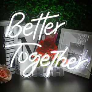 Better Together Neon Sign, USB Powered LED Neon Light, Decorative Light for Home, Office, Proposal, Engagement, Wedding Scene, Girls Room Decoration, Lighting, Table Night Light