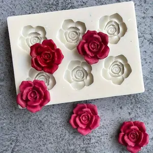 1pc Valentine's Day rose flower mold DIY cake decoration, scented candles, resin, silicone molds, Handicraft