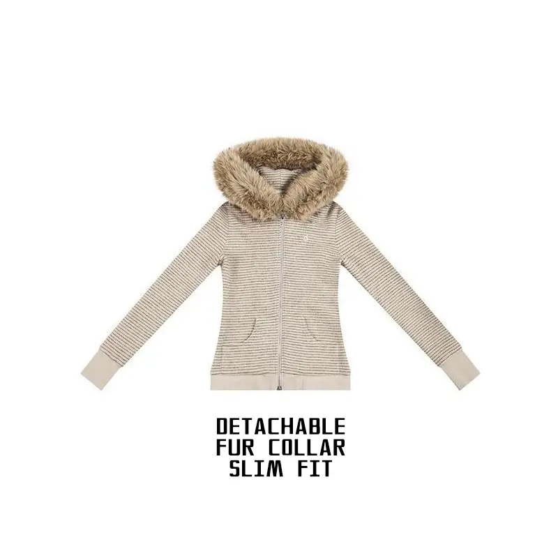 (Slim Fit) Beige (Detachable Fur Collar)