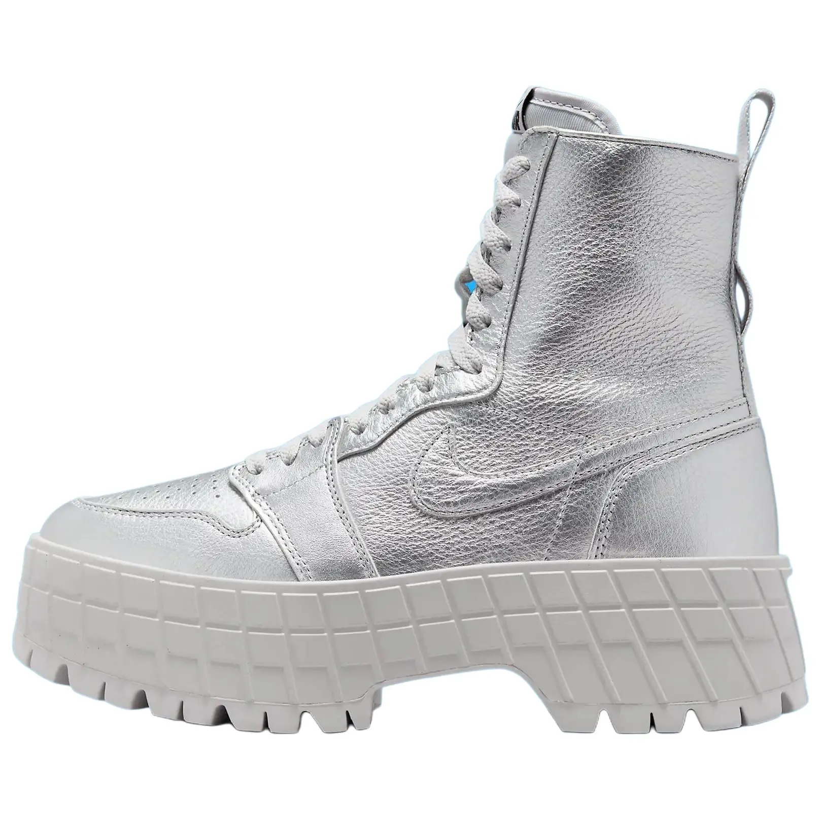 Jordan 1 Brooklyn Metallic Silver Neutral Grey Versatile Boots Women's FJ5737-002