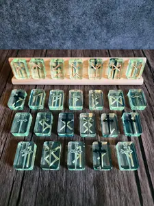 Dragon Glass Runestones – Norse Runestones Empowered with Viking Sword, Gold Dragon-Hoard Symbols, Green Dragon Scale Set