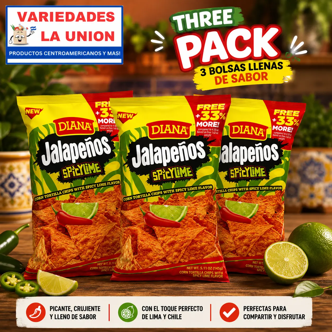 3 Pack Jalapeños Spicy Lime Diana 5.11 oz
