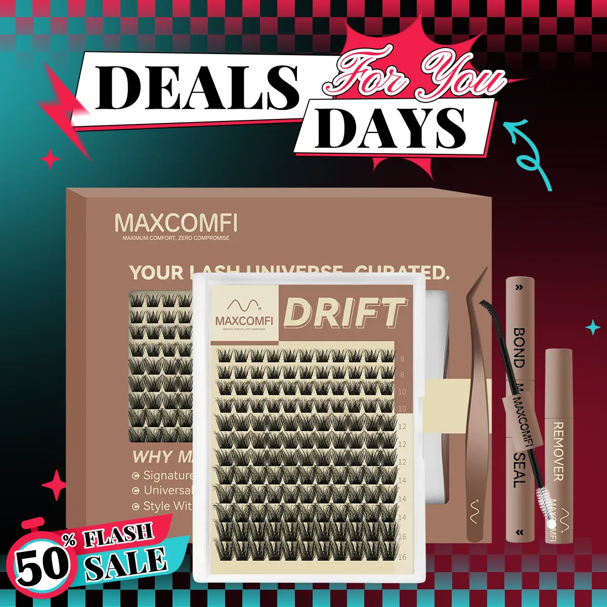 DRIFT | Maxcomfi DD Curl Cluster 2.0 Multi-Pack | FluffyLayered Lash Clusters |  Volume Lashes Clusters Waterproof Cryproof  Longlasting Party Mother Gifts SummerVibes