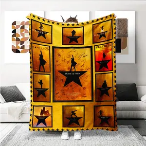 Hamilton Puzzle Blanket, Euro-American Musical Theme Office Bed Sofa Multi-Functional Gift, Soft Warm Flannel Blanket for All Seasons