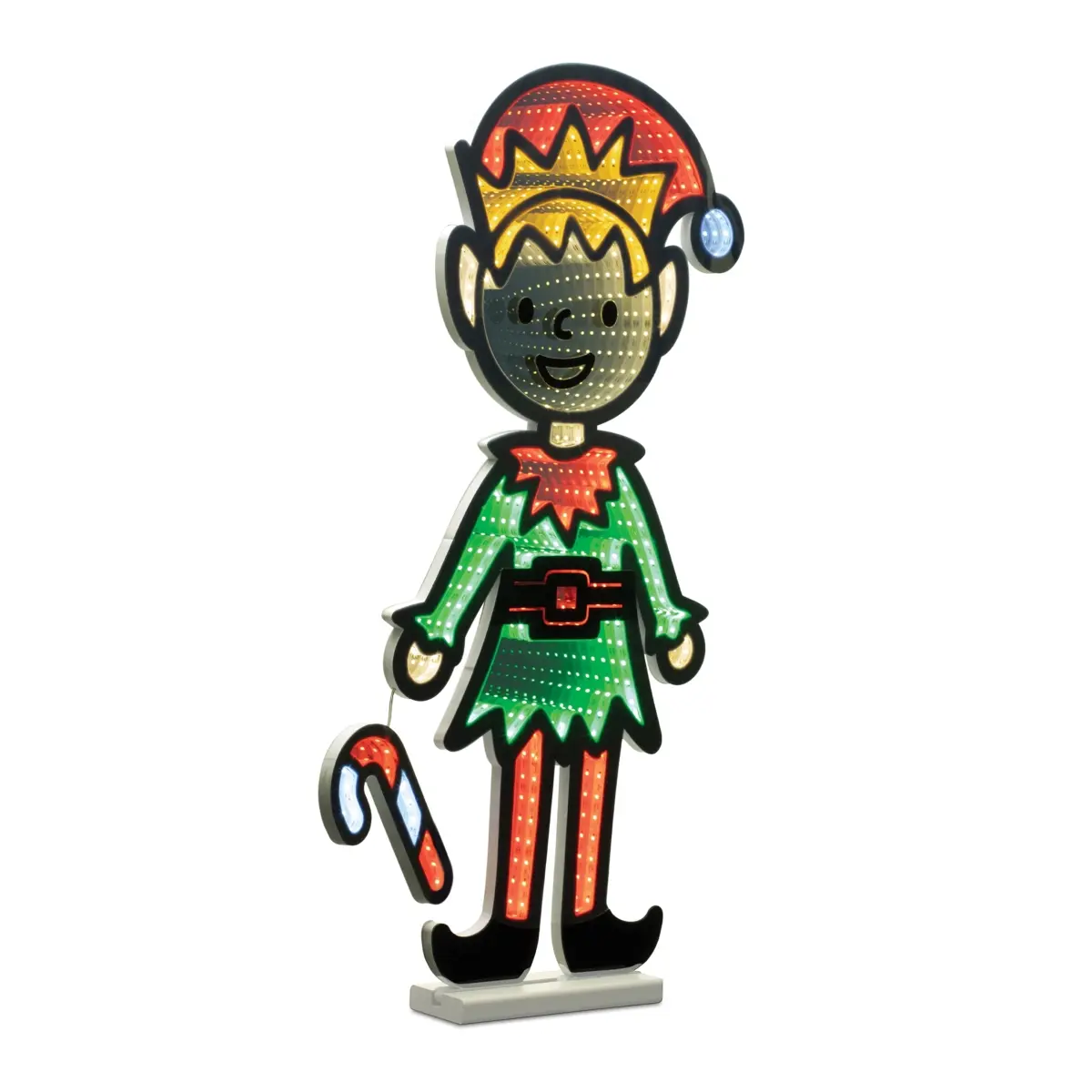 212 MAIN 29 in. Acrylic UL Plug Magical Elf Figure Decor - Green & Red, Candy Cane Ekkolight, Glowing LED Festive Home Supplies, Christmas Home Glowing Plastic Decor