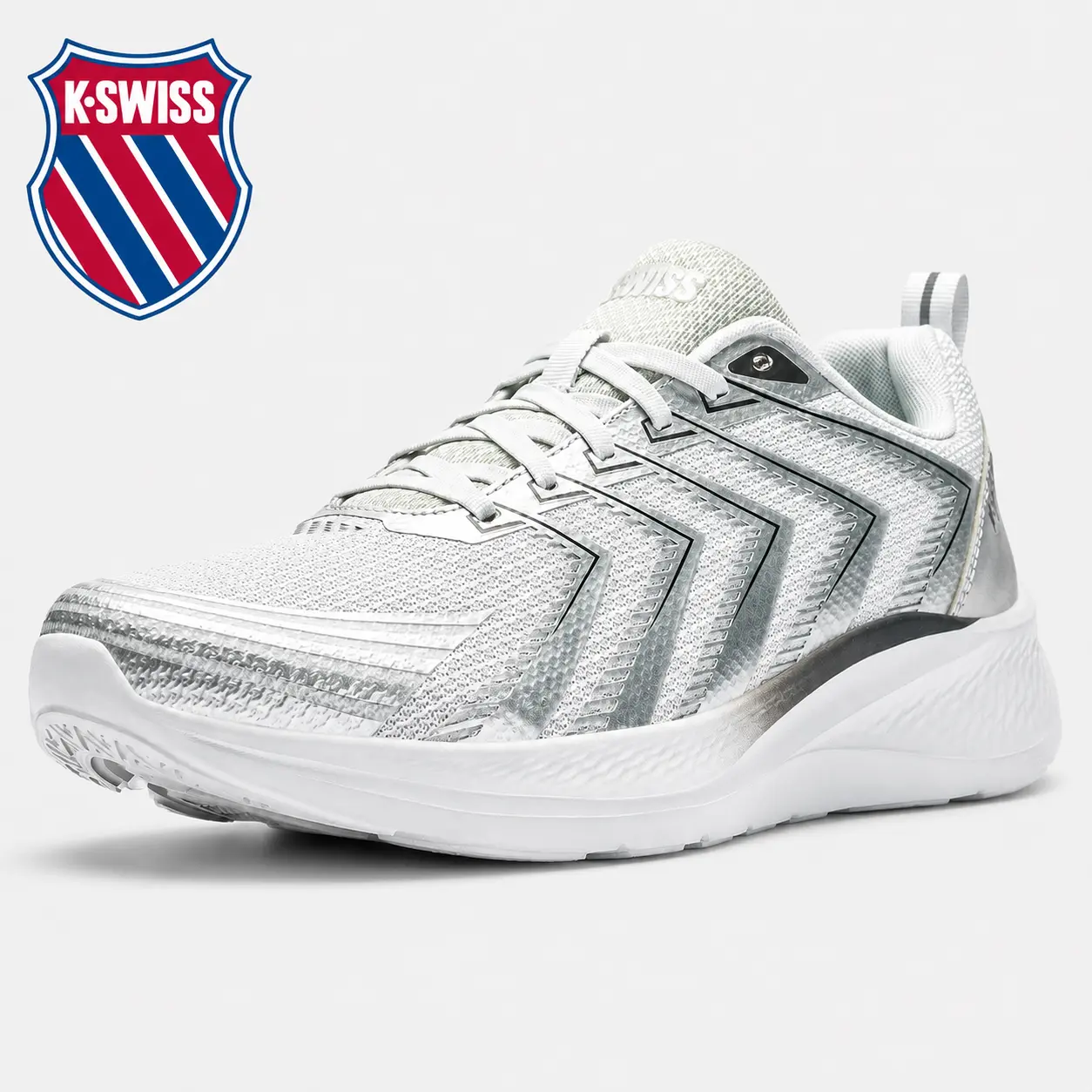 New K-Swiss Men's Mellow: Silver Lightweight Breathable Sneakers | Perfect for Daily Jogging, Gym & Casual Wear
