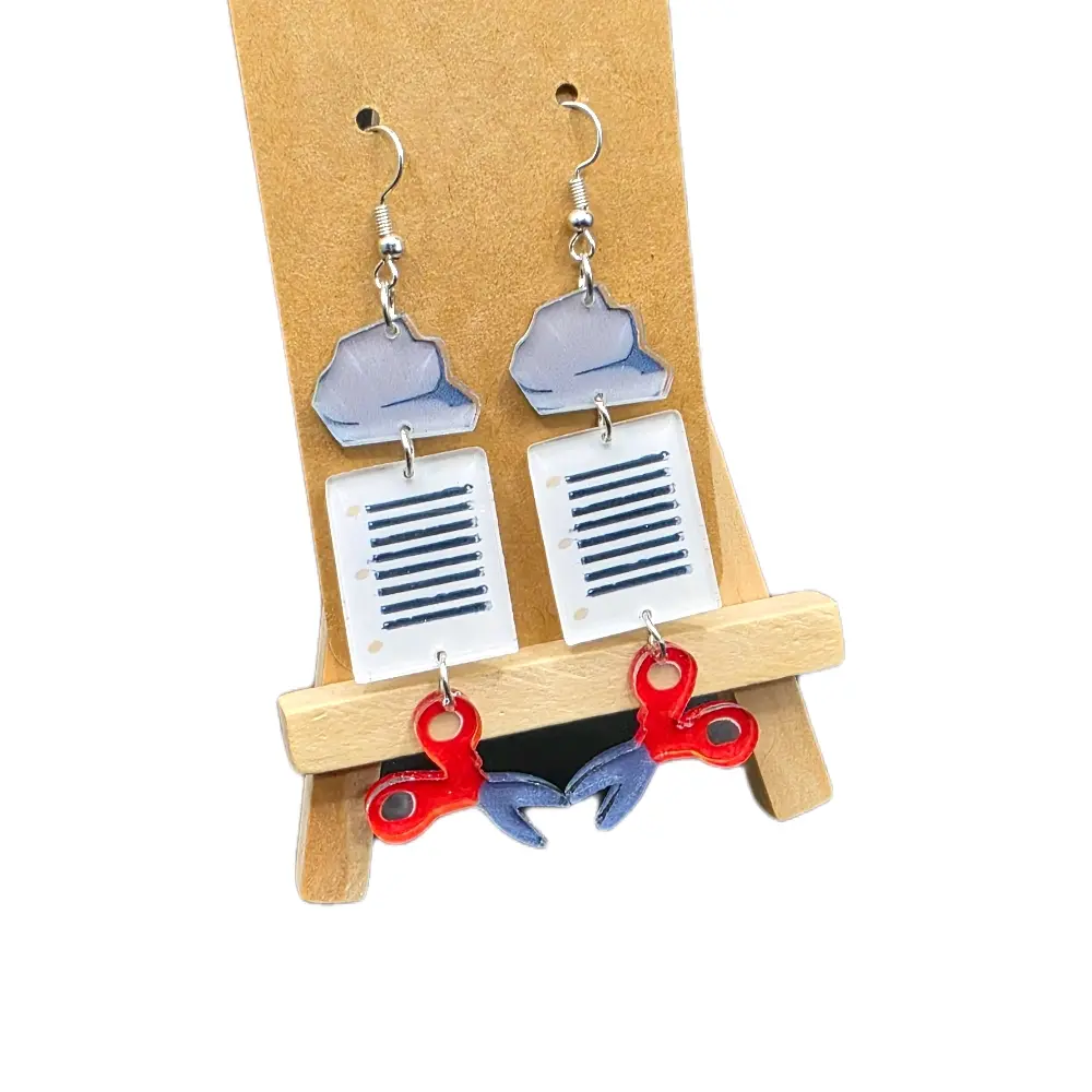 Unisex Rock Paper Scissors Costume Earrings - Unique Design, Durable Materials, Crafted, Playful Style, Suitable for Casual Daily & Special Occasions, Choking Hazard Small Parts Warning, for Statement Jewelry Enthusiasts