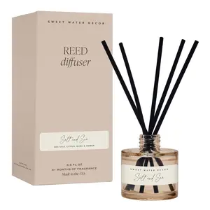 Salt and Sea Reed Diffuser – Room Decor Aesthetic with Long-Lasting Premium Fragrance of Sea Salt, Citrus, Musk, and Amber for 4 Months – Ideal for Home Decor