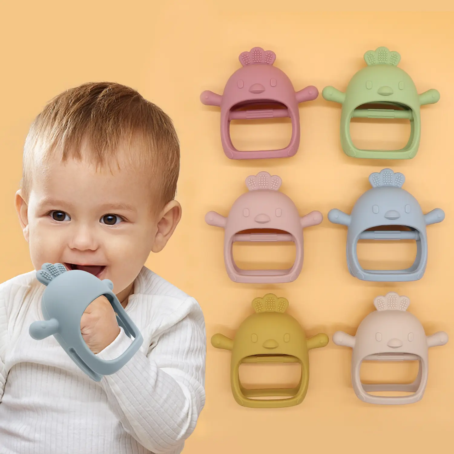 Baby Teething Toy Silicone Teething Mitten for Babies Over 3 Months Anti Dropping Wrist Hand Teethers Baby Chew Toys for Sucking Needs