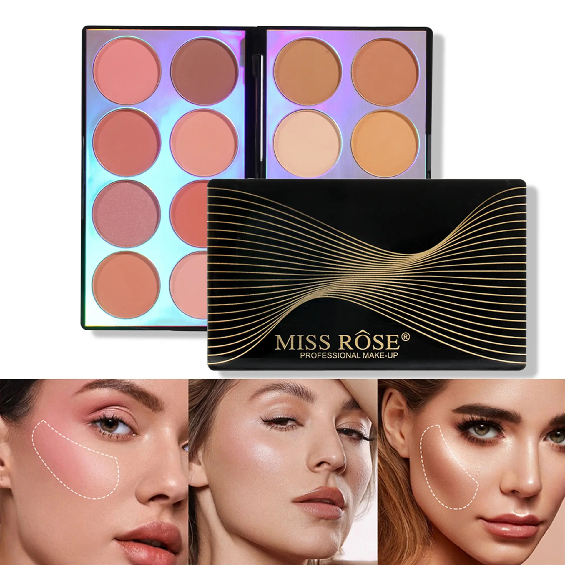 Blush and Contour Duo Palette, Lightweight Powder Cosmetic with Matte Finish for a Natural, Youthful Look - Ideal for Daily Wear, Makeup Beauty Cosmetics
