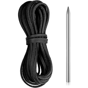 10 Yards Flat  Cord, Leather Strap, 4mm Leather Strips, Suitable for Weaving, Braiding, Footwear,  Making, and Crafts (Includes 1 lace )