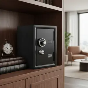 Black Metal Double Key Cash Box - Secure Coin and Cash Storage Box, Financial Savings Lock, Anti-Theft Safe, Money Safe Box, 1 Piece