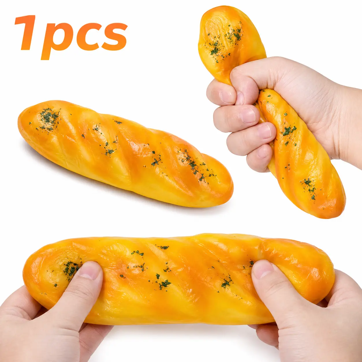 Garlic Long Baguette Squishy Toy, Non-Toxic Slow Rising Stress Relief Squeeze Fidget Toy, Realistic Bakery Food Decompression Toy for Anxiety