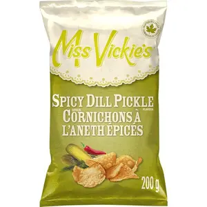 Miss Vickie's Spicy Dill Pickle Kettle Cooked Chips, 200g/7 oz., {Imported from Canada}