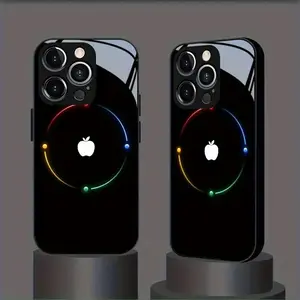 Luxury Metal Satin Texture Black Gold Apple Pattern Phone Case with Lens Protection for iPhone 16/16Pro/16ProMax/16Plus/15/15Plus/15Pro/15ProMax, 14/14Plus/14Pro/14ProMax, 13/13Pro/13ProMax, 12/12Pro/12ProMax, 11/11Pro/11ProMax, 7/8Plus, XR/Xs/XsMax Full