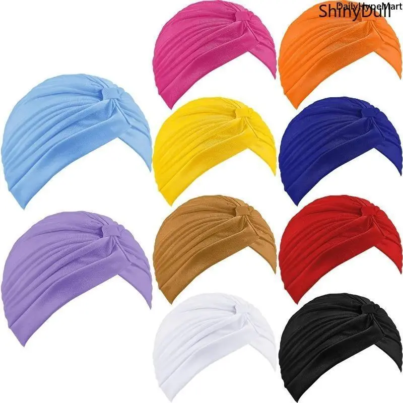 Women's 10-Pack Stretchy Turban Caps - Chemo Head Wraps, Daily Beanies for Home & Outdoor Use