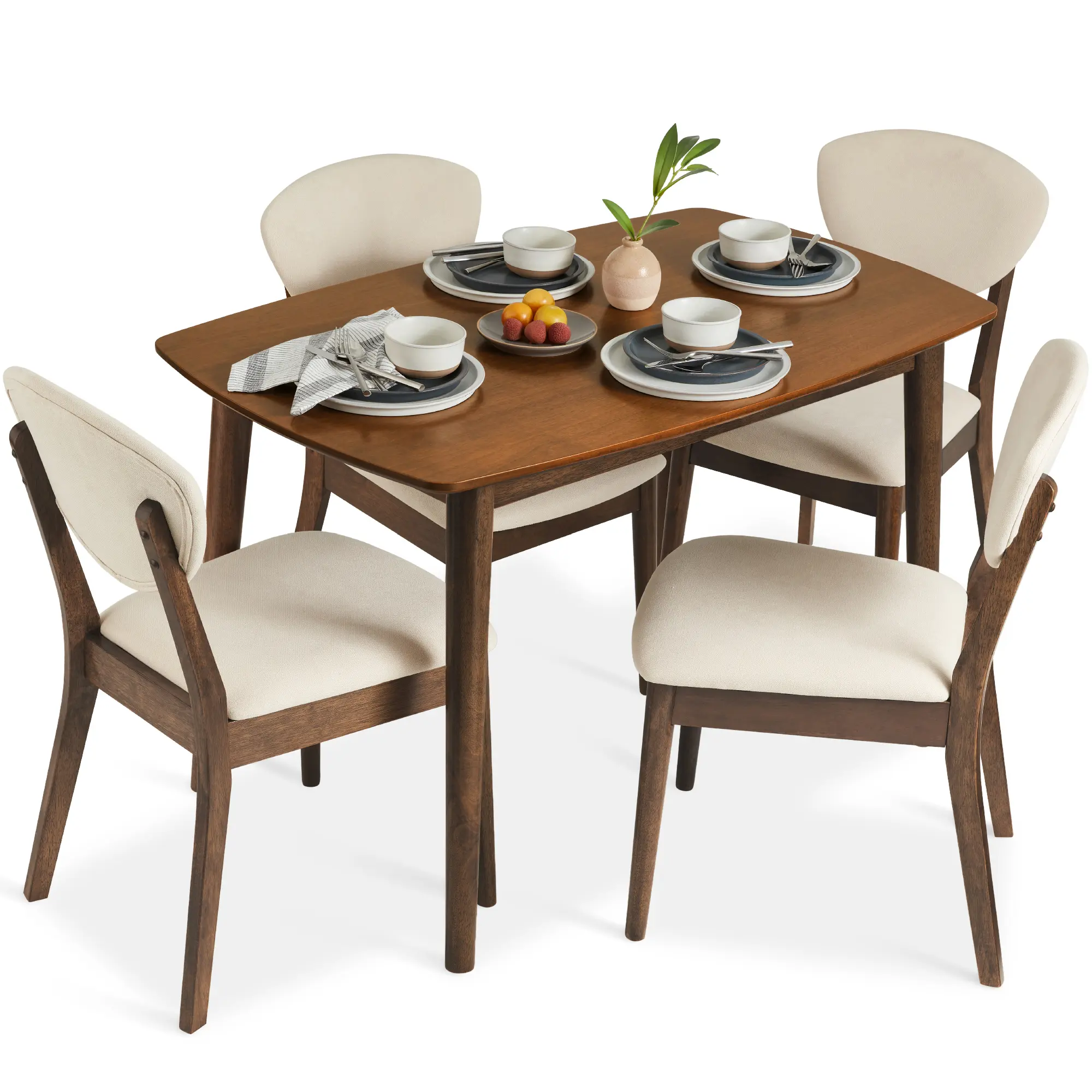 Best Choice Products 5-Piece Compact Wooden Mid-Century Modern Dining Set w/ 4 Chairs, Padded Seat & Back Best Choice Products 5-Piece Compact Wooden Mid-Century Modern Dining Set w/ 4 Chairs, Padded Seat & Back