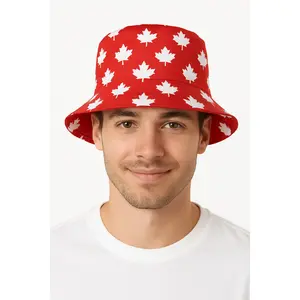 Canada Day Red Maple Leaf Bucket Hat