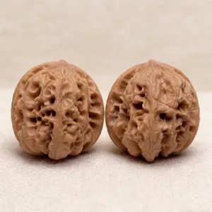 Collector’s Grade Chinese Wenwan Walnut Massage Balls - Raw, Unprocessed, High Oil Content, Consistent Size, Amber-Accented Functional Art, Handheld Stress Relief Tool for Adults’ Daily Health Relaxation & Gifting