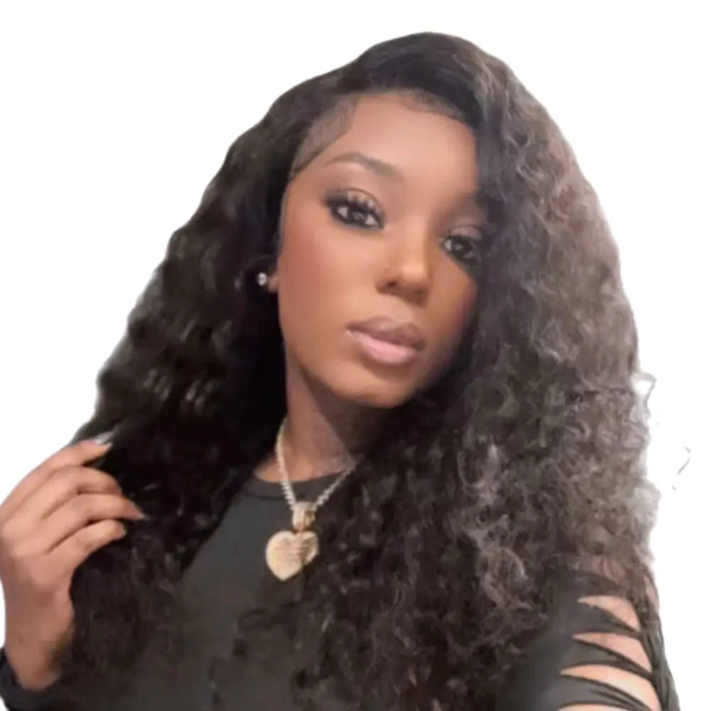 tbg hair 30" deepwave 13x6 lace frontal wig 13x6 hd lace frontal wig Cambodian hair wigs front