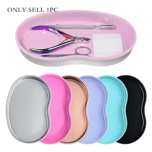 1PC Stainless Steel Cosmetic Storage Tray Nail Art Equipment Plate Tools Dental&False Nails Nail Decorations Display Tray, Durable Storage Organizer, Beauty Supplies Organizer