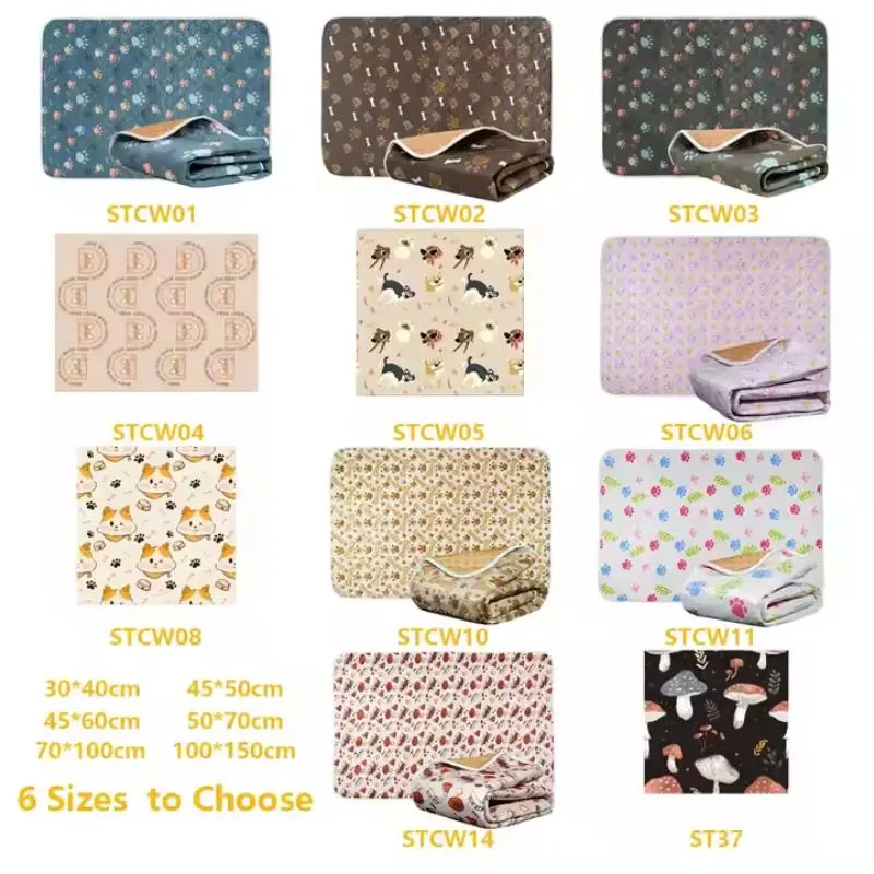Reusable 4-Layer Pet Pee Pad for Dogs, Washable and Non-Slip, Quick Absorption with Paw Print Design for Universal Use