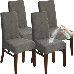 Chair Covers for Dining Room Set of 2/4/6, Stretch Dining Chair Slipcover Covers, Removable Washable Waterproof Chair Covers (Light Grey,4 Pieces)