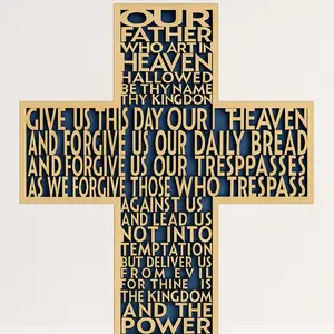 The Lord's Prayer on a Cross - Elegant Artwork with High-Quality Basswood Materials Unique Design and Meaningful Expression for Decorative Religious Ornaments