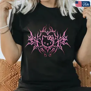 Y2K Pink Tribal Kitty Cat  Tee 90s Graphic Tees Men's t Shirts Graphic Tee t Shirts Funny Graphic Tee Good Graphic Tees Men's Graphic Tees Streetwear Outfits Men Vacation Outfits Oversized Tshirt Men，100% Cotton Unisex T-Shirt S-5XL