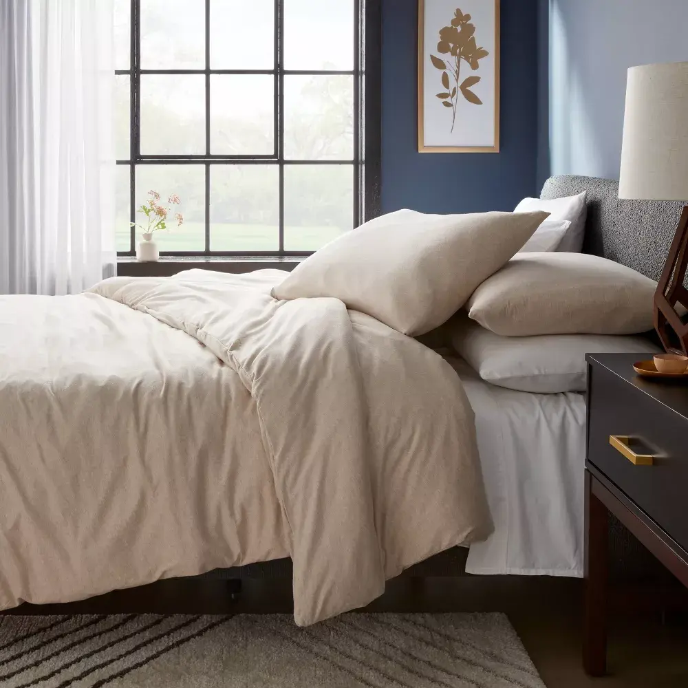 Jersey Duvet and Sham Set - Threshold: Cotton Knitted Bedding Zipper Closure Pillow Sham