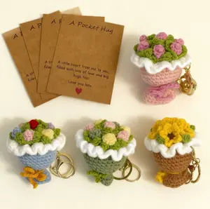 Handmade Emotional Flower Keychain Gift, Inspirational Gifts with Cards, Best Gift for Christmas Valentine Friend Birthday Mothers Fathers Day Easter Basket Stuffers