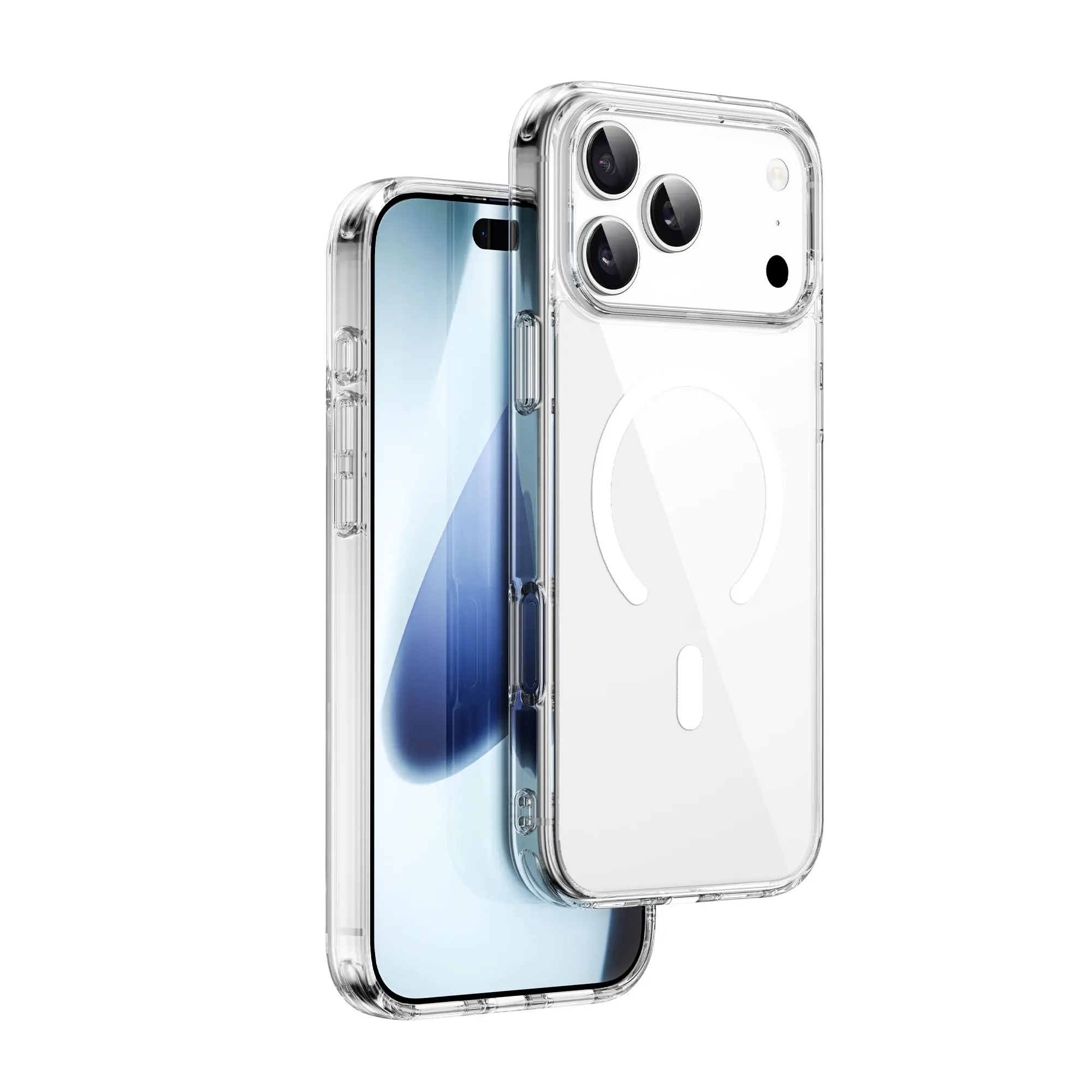 Magnetic Transparent Phone Cases with Screen Protector Slim Military Grade  Drop Protection Rugged Shockproof Protective Cell Phone Cover (Clear)  iphone 17 pro - TikTok Shop