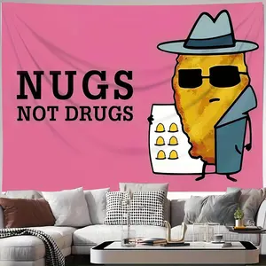 1pc "Nugs Not Drugs" Funny Rooster Tapestry Wall Hanging - 23.6x35.4in Large Humorous Themed Cloth Art - Bedroom, Dorm Decor - Vibrant Fabric Gift for Home, Office Accessory