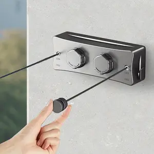 Invisible stainless steel double-rope clothesline, retractable and expandable, bend-resistant and rust-proof, perfect for use on balconies and windows. A modern and durable clothesline.