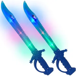 Light Up Shark Sword for Kids (Set of 2) - 15 Inch Light Up Boy Toys with Flashing LED Lights, Toys for Boys 4-6 - Fun Play Swords Gifts for Kids